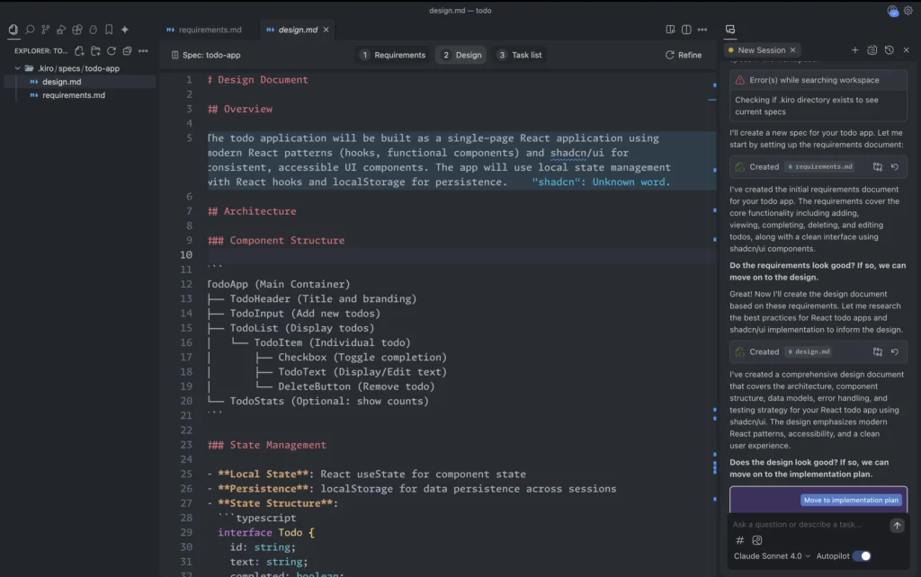 Kiro analyze prompt to system design spec